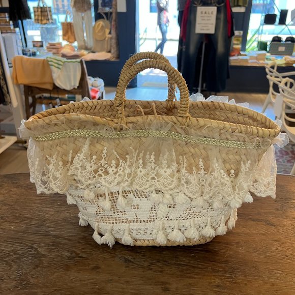 Raffia Bag with Lace Trim by PHO Firenze - Picture 3 of 5